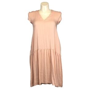 H&M Dress 8 Midi High Low Long Drop Waist Shift Pockets Washable Lightweight Med